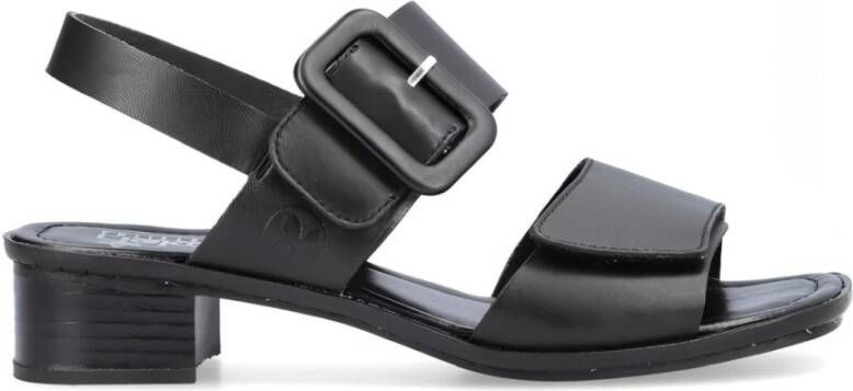 Rieker Zwarte leren platte sandalen Zwart Dames