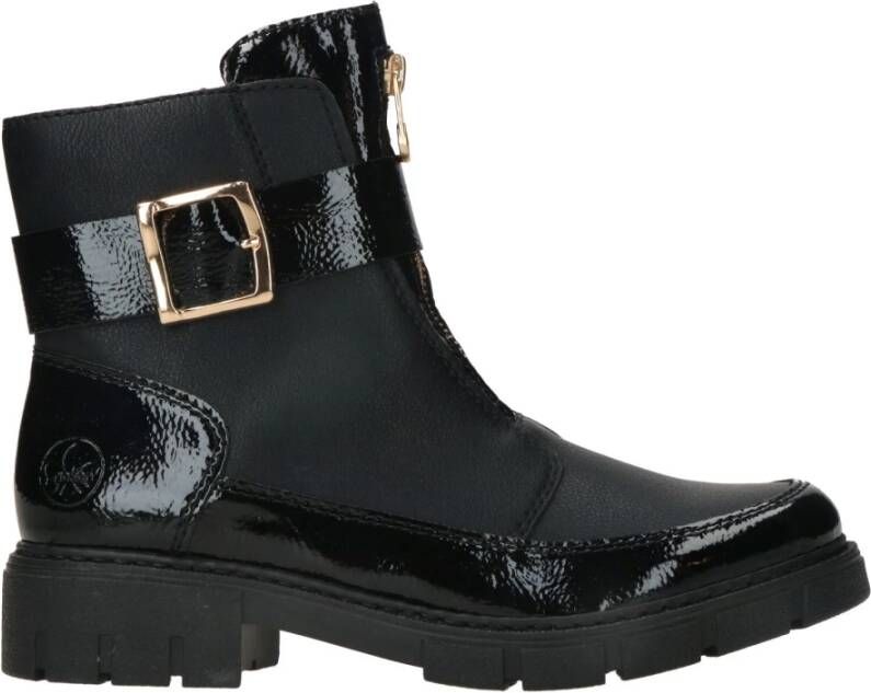 Rieker Zwarte Leren Winterlaarzen voor Dames Black Dames