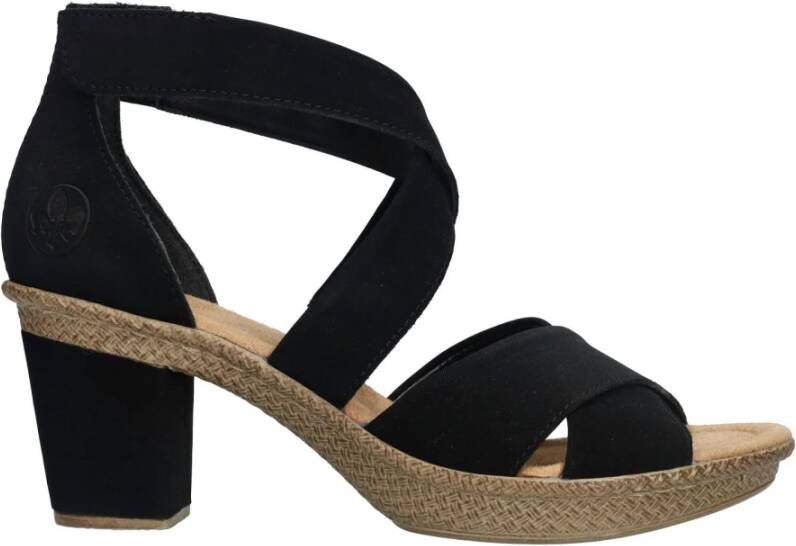 Rieker Zwarte Sandalette met 6 5 cm hak Black Dames