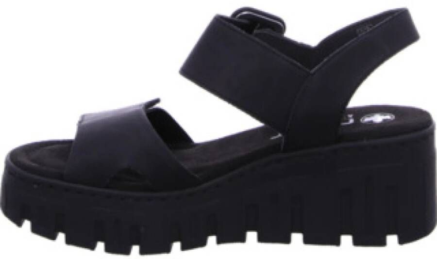 Rieker Zwarte sleehaksandalen voor dames