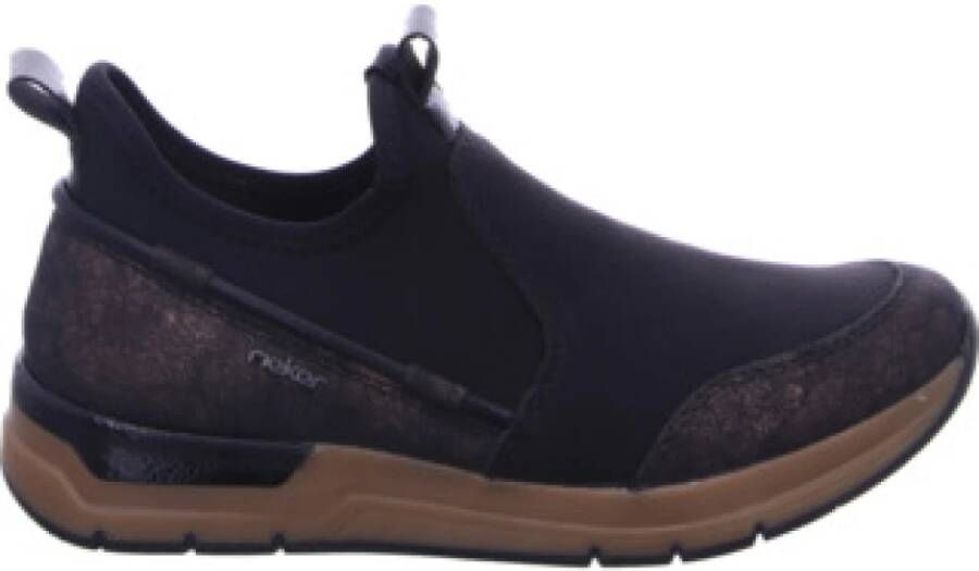Rieker Slip-on sneakers instappers high top sneaker herfstschoen met metallic glans