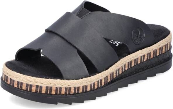 Rieker Slippers sleehak zomerschoen slippers met jute omlijsting