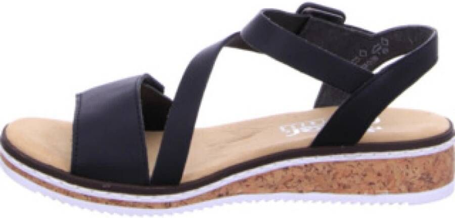 Rieker Sandalen zomerschoen sandaal sleehak met asymmetrische bandjes