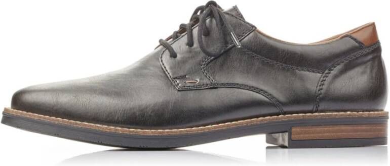 Rieker Zwarte Veterschoen met Decoratieve Naad