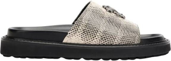 Roberto Cavalli Cobra Print Leren Slippers