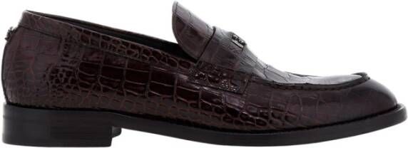 Roberto Cavalli Donkerbruine leren loafers gemaakt in Italië