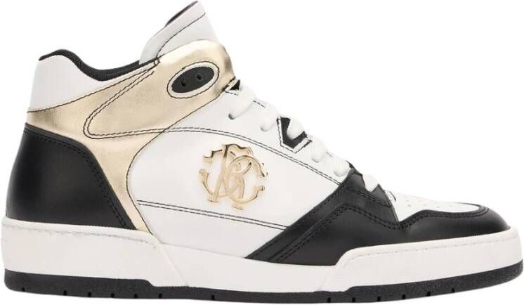 Roberto Cavalli Gelamineerde High-Top Sneakers Zwart Wit Platina