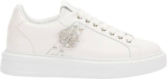 Roberto Cavalli Gouden Detail Leren Lage Sneakers