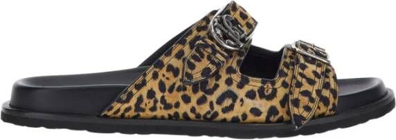 Roberto Cavalli Jaguar Print Platte Sandalen