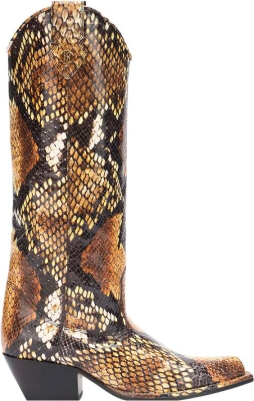 Roberto Cavalli Python Print Leren Cow Laarzen