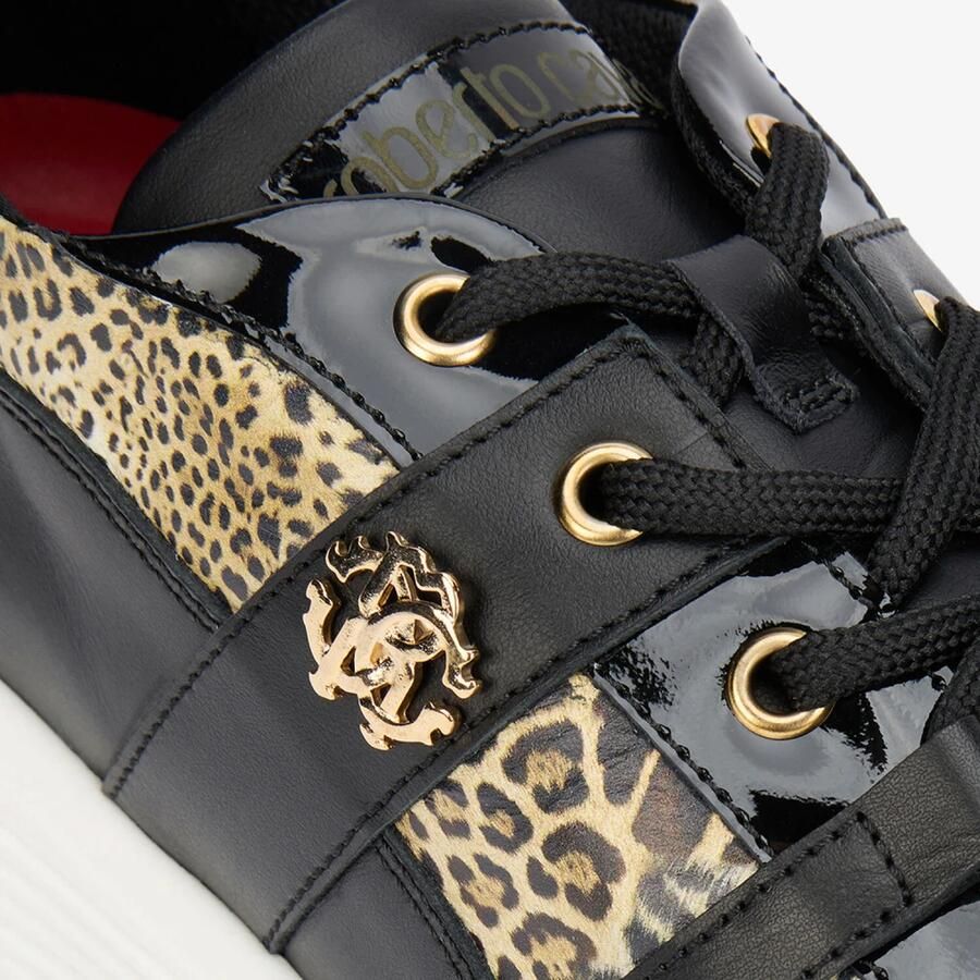 Roberto Cavalli Leopard Print Leather Sneakers