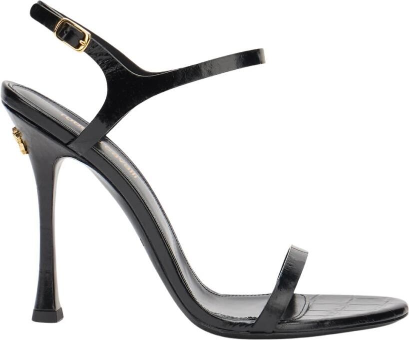 Roberto Cavalli Sandalen met hoge hak en croco-effect van leer