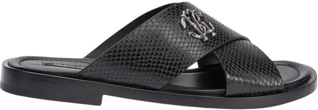 Roberto Cavalli Slide Sandalen in Slangenleer-Effect