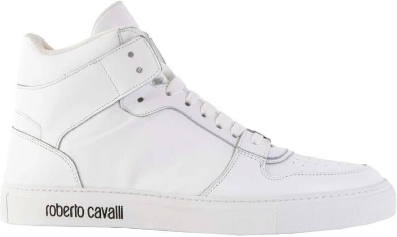 Roberto Cavalli Gestempelde Hi-Top Sneakers in Wit Suède Wit Heren