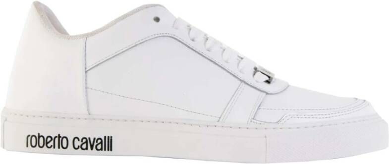 Roberto Cavalli Witte Suède Sneakers met Logo Details White Heren