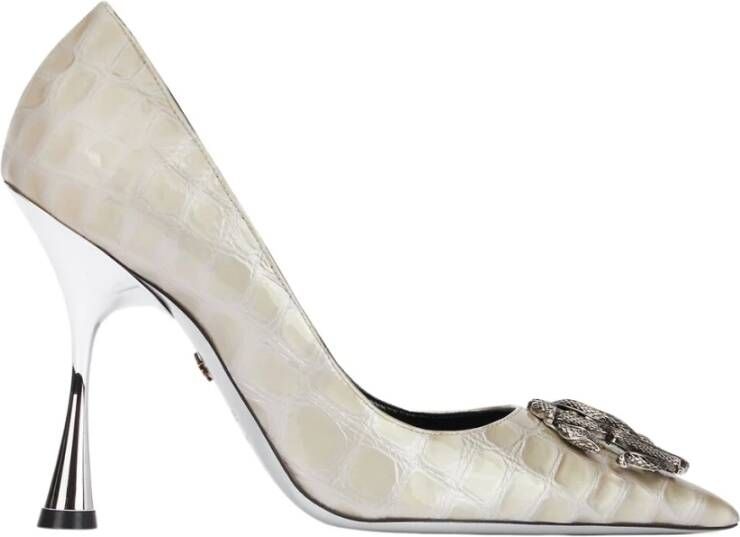 Roberto Cavalli Spiegelslang monogram leren pumps