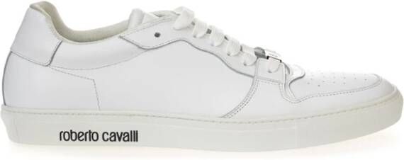 Roberto Cavalli Wit Leren Lage Sneakers White Dames