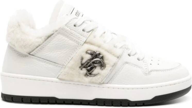 Roberto Cavalli Witte Leren Casual Sneakers White Dames