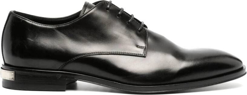 Roberto Cavalli Zwart Leren Casual Formele Platte Black Heren