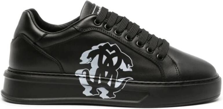 Roberto Cavalli Zwarte Leren Sneakers voor Vrouwen Black Dames