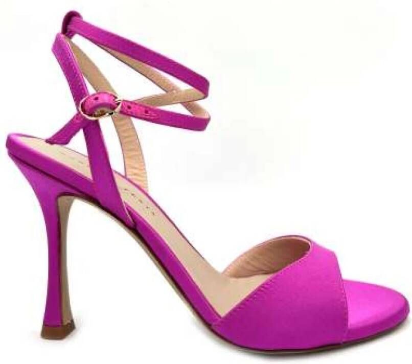 Roberto Festa Barbie Pink Satijnen Hoge Hak Sandalen Purple Dames