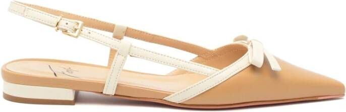 Roberto Festa Beige en wit leren slingback schoenen Beige Dames