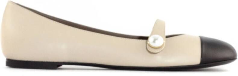 Roberto Festa Beige Leren Ballerina's met Knoop