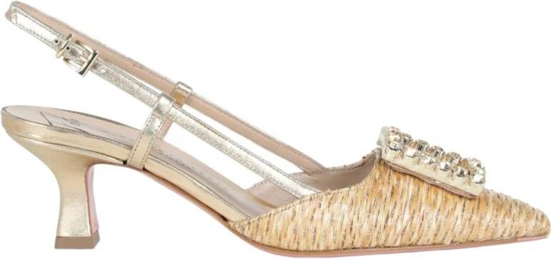 Roberto Festa Beige Raffia en Leren Slingback Beige Dames