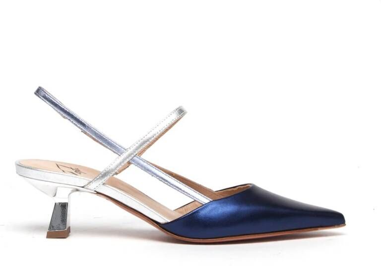 Roberto Festa Blauw Avio Zilver Leren Slingback Blue Dames