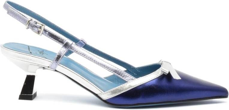 Roberto Festa Blauw en Zilver Leren Slingback Schoenen Blue Dames