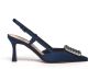 Roberto Festa Blauwe satijnen strass gesp slingback Blue Dames - Thumbnail 1