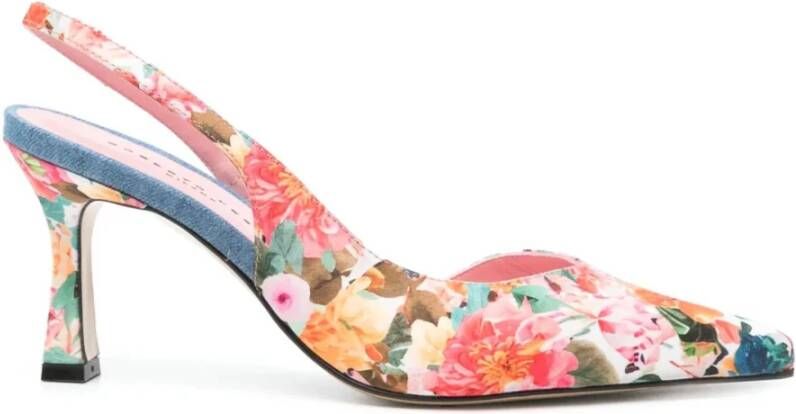 Roberto Festa Bloe print Roze Sandalen met Slingback