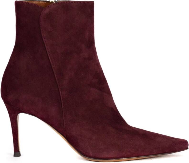 Roberto Festa Bordeaux Suède Enkellaarzen met 7cm Hak