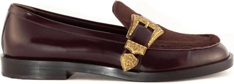 Roberto Festa Bourgondisch Leren Loafers met Kalfshaar