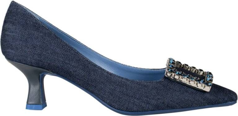 Roberto Festa Denim Sandalen met Juwelen 4.5cm Hak