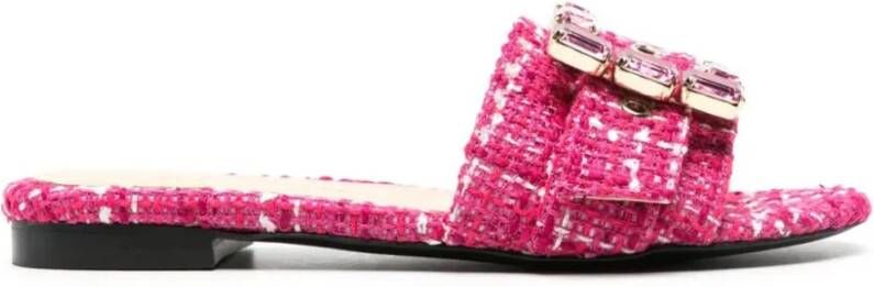 Roberto Festa Fuchsia Boucle Fade Sandalen met Edelstenen Pink Dames