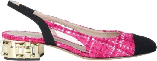 Roberto Festa Fuchsia Slingback Sandalen Tweed Goud Pink Dames