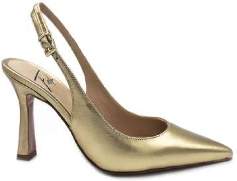 Roberto Festa Gouden Gelamineerde Slingback Hakken Yellow Dames