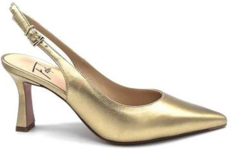 Roberto Festa Gouden Gelamineerde Slingback Hakken Yellow Dames