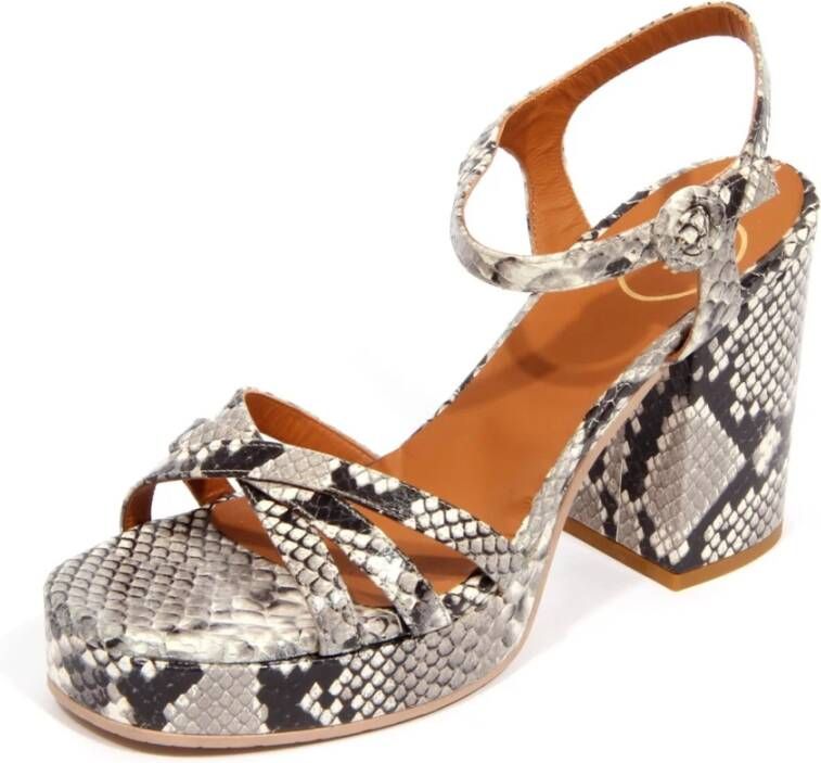 Roberto Festa Grijze leren sandalen met slangenprint