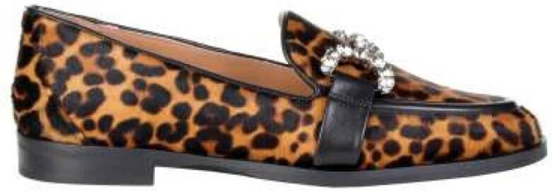 Roberto Festa Loafer met Animal Print en Front Accessoire Multicolor Dames