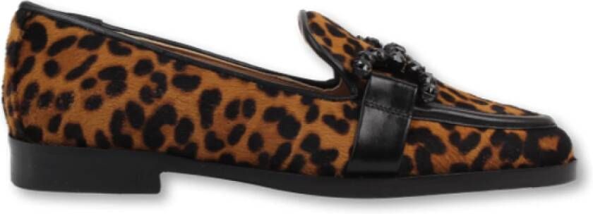 Roberto Festa Luipaardprint Loafer Enkellaarzen Brown Dames