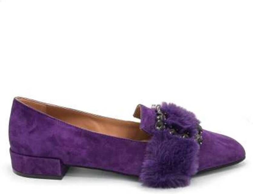 Roberto Festa Paarse Suède Slipper met Shearling Band Purple Dames