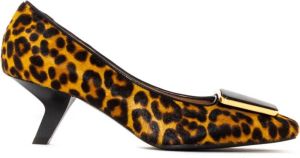 Roberto Festa Pumps met luipaardprint ponyhaar Geel Dames