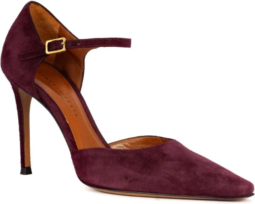 Roberto Festa Bordeaux Suede Pumps met Puntige Neus
