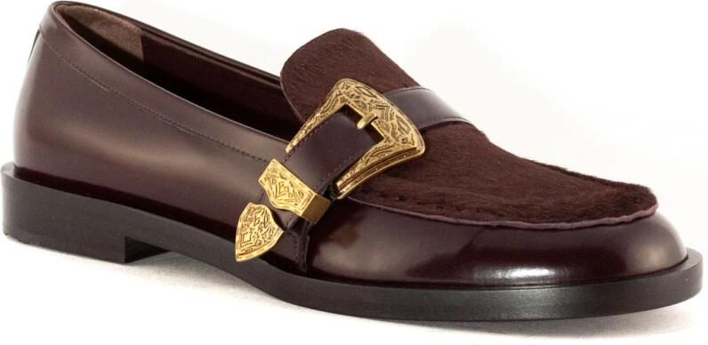 Roberto Festa Bourgondisch Leren Loafers met Kalfshaar