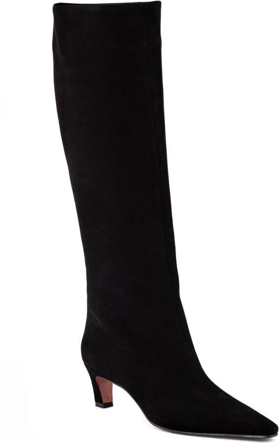Roberto Festa Zwarte kniehoge suède laarzen puntige neus