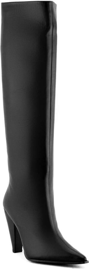 Roberto Festa Zwarte leren hoge hak puntige laarzen