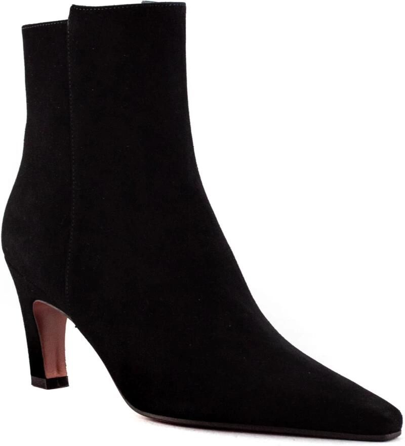 Roberto Festa Zwarte Suède Enkellaarzen met Puntige Neus