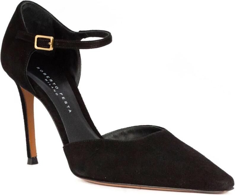 Roberto Festa Zwarte Suède Pumps met Puntige Neus